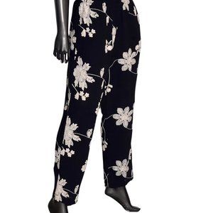 Ankle Length Pants - Flora Gauze - Black